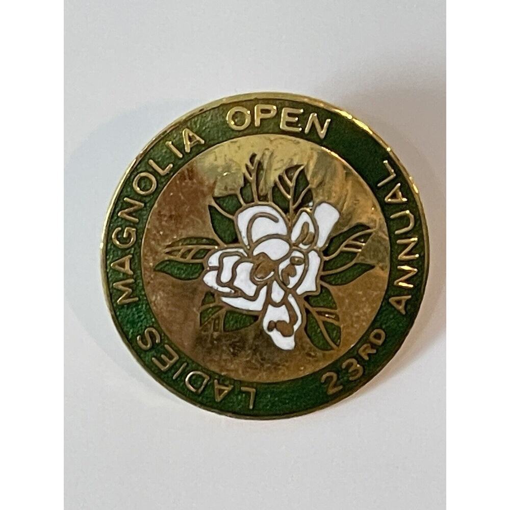 Vintage Ladies Magnolia Open 23th Annual Lapel Pin Round 1” Inch